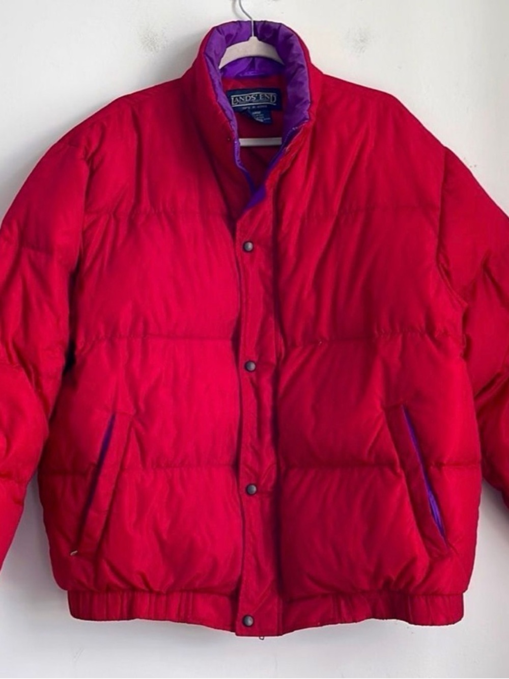 Vintage Lands’ End full zip button up goose down winter parka puffer jacket sz L